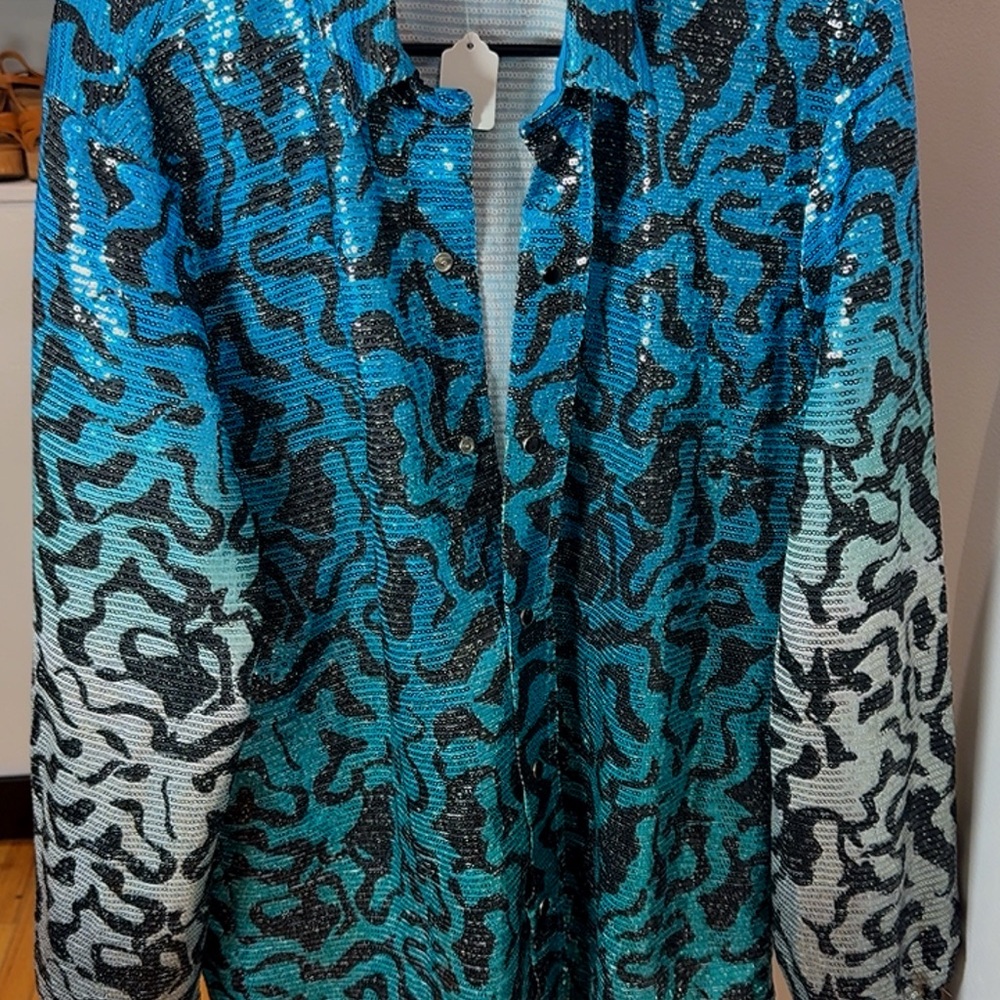 Sequin Blue and Black Women's Jacket